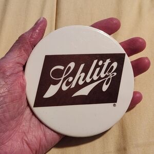 Schlitz Beer pinback pin Rare size 4 inches Extra Large great condition